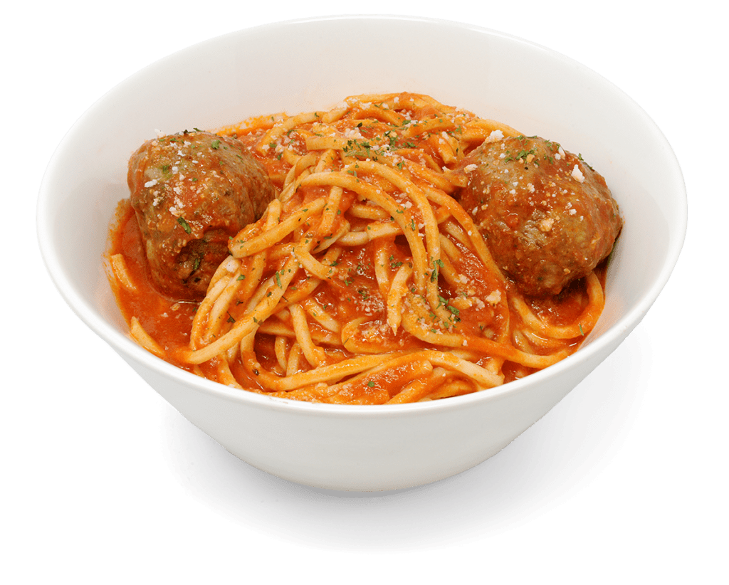 family-size, spaghetti and meatballs